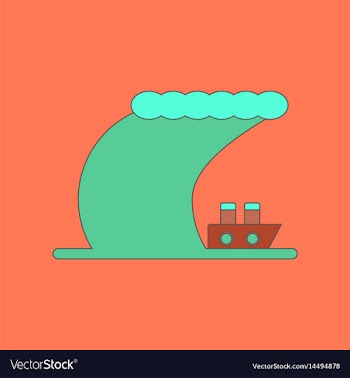 Flat icon stylish background ship storm vector image