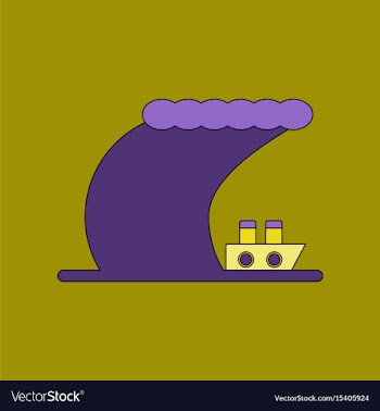 Flat icon stylish background ship storm vector image