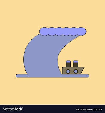 Flat icon stylish background ship storm vector image