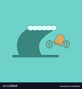 Flat icon stylish background tsunami alarming bell vector image