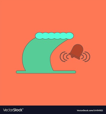 Flat icon stylish background tsunami alarming bell vector image