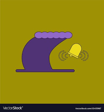 Flat icon stylish background tsunami alarming bell vector image
