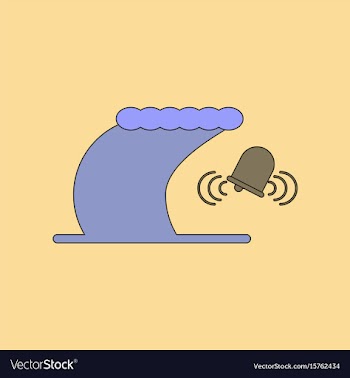 Flat icon stylish background tsunami alarming bell vector image