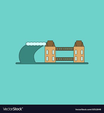 Flat icon stylish background tsunami city vector image