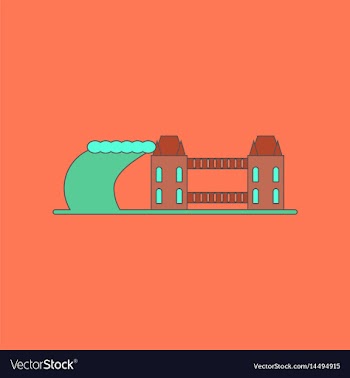 Flat icon stylish background tsunami city vector image
