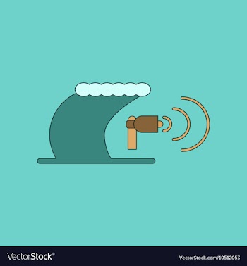 Flat icon stylish background tsunami loudspeaker vector image
