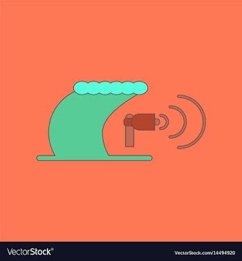 Flat icon stylish background tsunami loudspeaker vector image