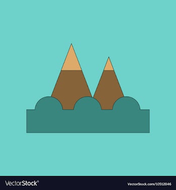 Flat icon stylish background tsunami mountains vector image