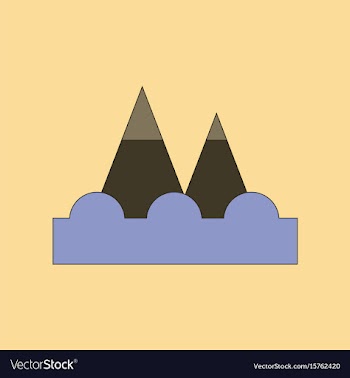 Flat icon stylish background tsunami mountains vector image