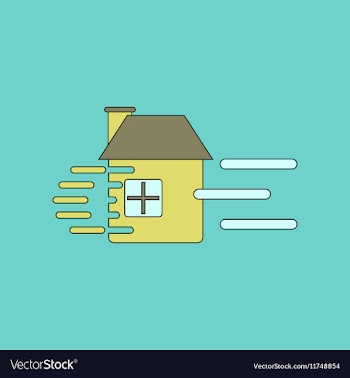 Flat icon stylish background wind destroys house vector image