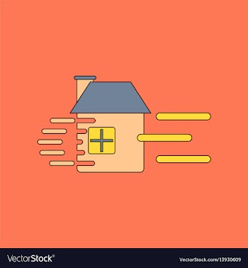 Flat icon stylish background wind destroys house vector image