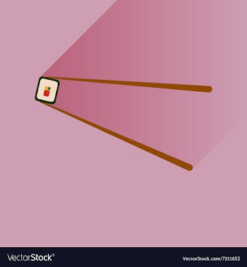 Flat icon sushi roll and chopsticks vector image
