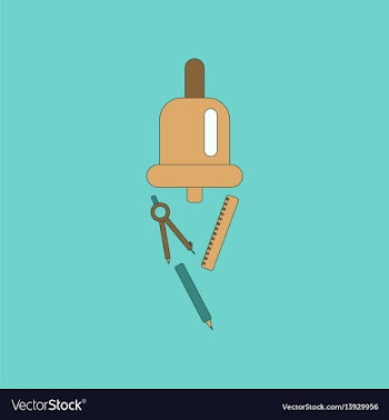 Flat icon thin lines bell pencil ruler vector image