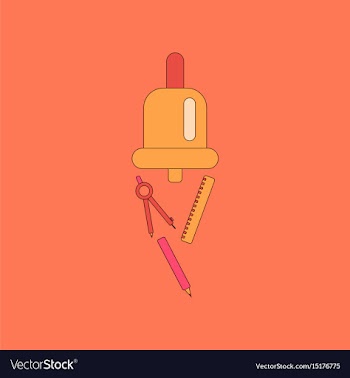 Flat icon thin lines bell pencil ruler vector image