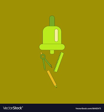 Flat icon thin lines bell pencil ruler vector image
