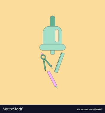 Flat icon thin lines bell pencil ruler vector image