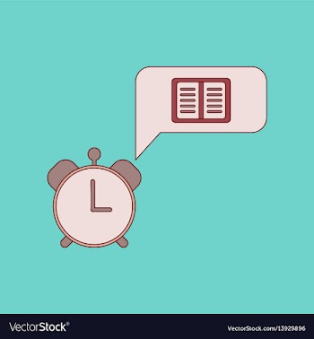 Flat icon thin lines book alarm clock vector image