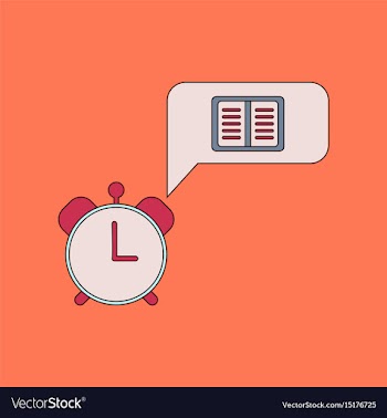 Flat icon thin lines book alarm clock vector image