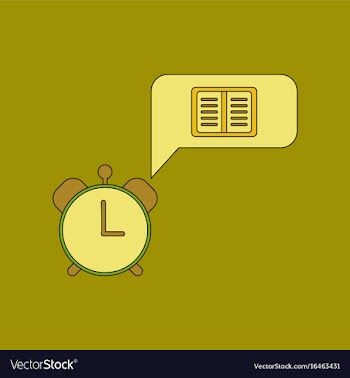 Flat icon thin lines book alarm clock vector image