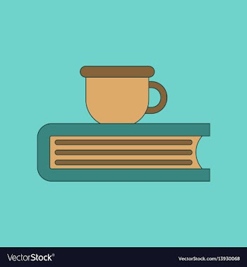 Flat icon thin lines book cup vector image