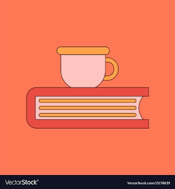 Flat icon thin lines book cup vector image