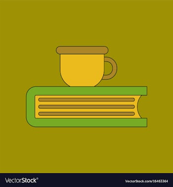 Flat icon thin lines book cup vector image