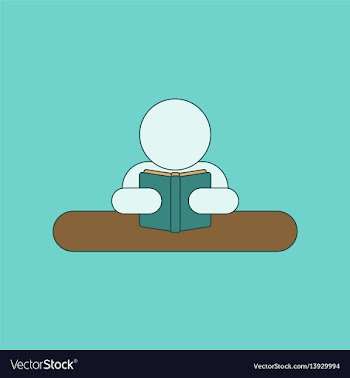 Flat icon thin lines man reading book vector image