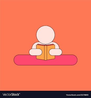 Flat icon thin lines man reading book vector image