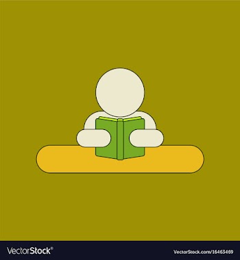 Flat icon thin lines man reading book vector image