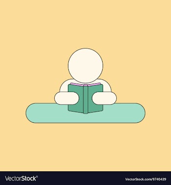 Flat icon thin lines man reading book vector image