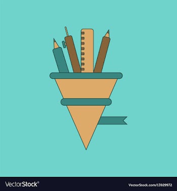 Flat icon thin lines pencil pen ruler vector image