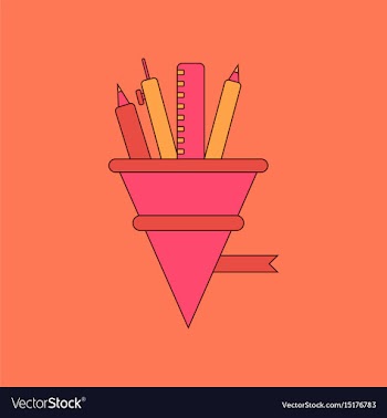 Flat icon thin lines pencil pen ruler vector image