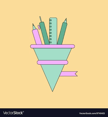 Flat icon thin lines pencil pen ruler vector image