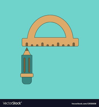 Flat icon thin lines pencil ruler vector image