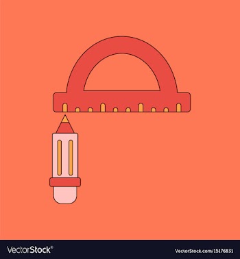 Flat icon thin lines pencil ruler vector image