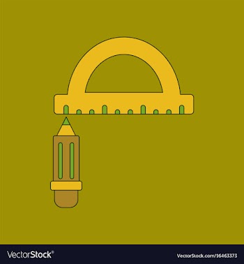 Flat icon thin lines pencil ruler vector image