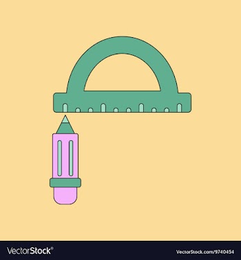 Flat icon thin lines pencil ruler vector image