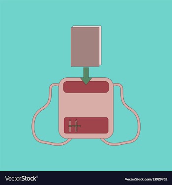 Flat icon thin lines school bag vector image