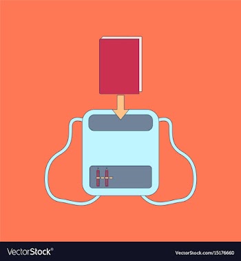 Flat icon thin lines school bag vector image