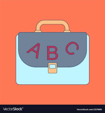 Flat icon thin lines school bag vector image