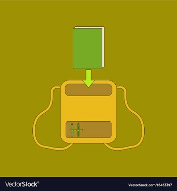 Flat icon thin lines school bag vector image