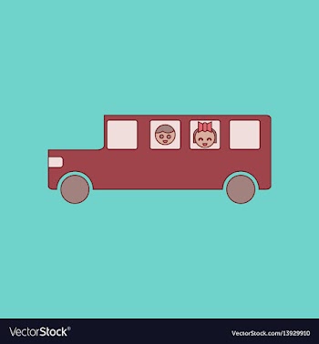 Flat icon thin lines school bus vector image