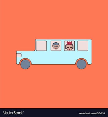 Flat icon thin lines school bus vector image