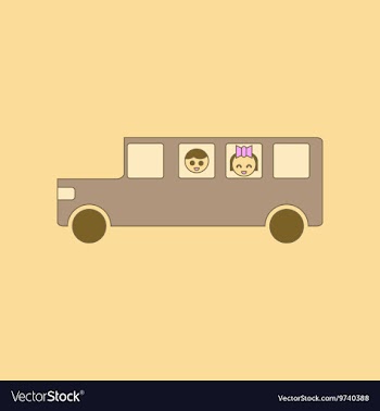 Flat icon thin lines school bus vector image