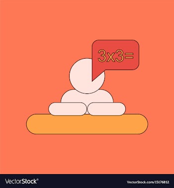 Flat icon thin lines schoolboy thinks math vector image