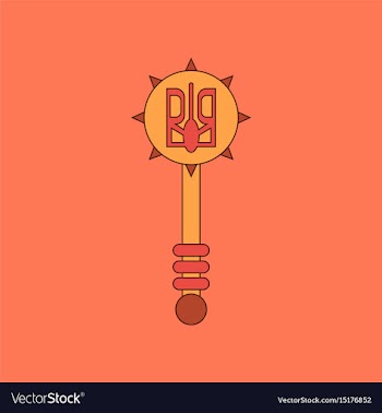 Flat icon thin lines ukrainian mace vector image
