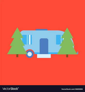 Flat icon trailer in forest vector image