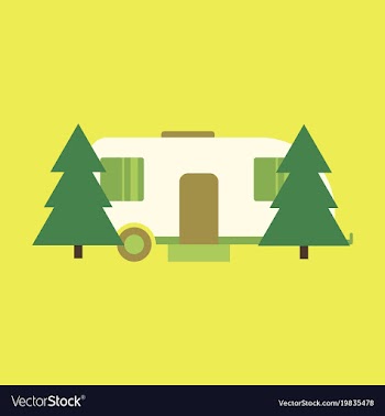 Flat icon trailer in forest vector image