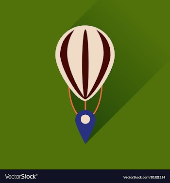 Flat icon with long shadow air balloon point vector image