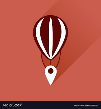Flat icon with long shadow air balloon point vector image